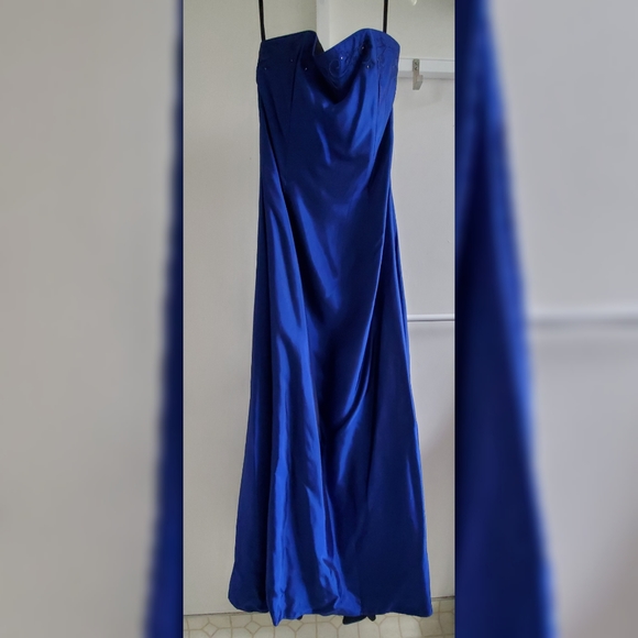Jessica McClintock Dresses & Skirts - Embroidered Royal Blue Full Length Formal Strapless Dress